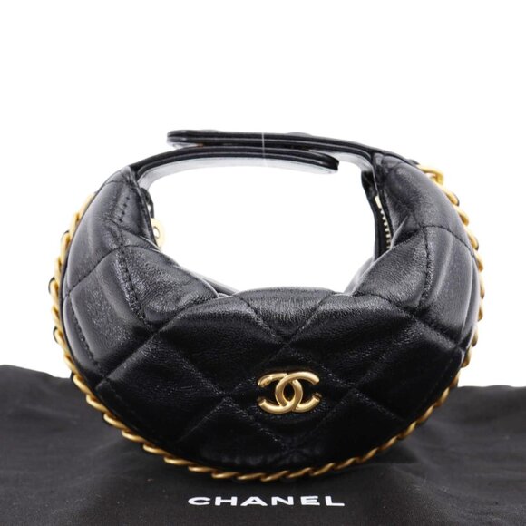 Chanel  Chain Around Mini Quilted Lambskin Leather Pouch Black - Picture 3 of 13